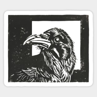 A Crow, Linoprint Sticker